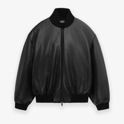 Essentials Leather Moto Stripe Jacket