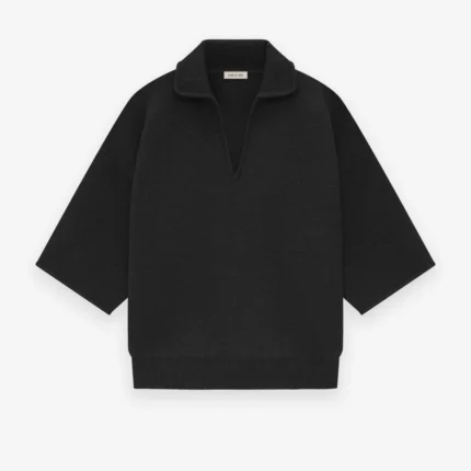 Essentials Merino Short Sleeve Polo Black Sweater