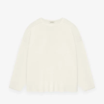 Essentials Ottoman Straight Neck White Sweater