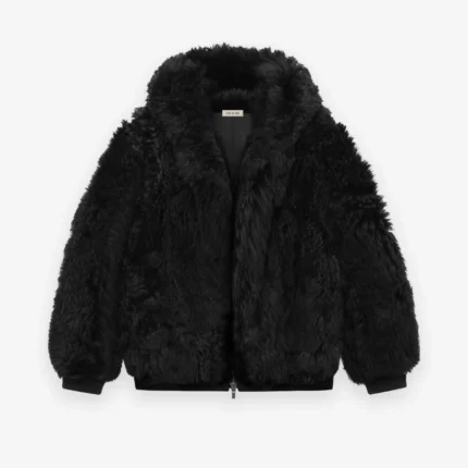 Essentials Shearling Hooded Bomber Jacket