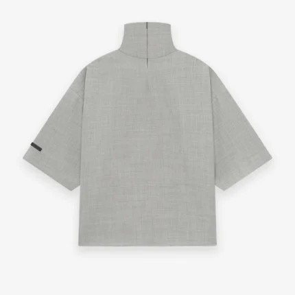 Essentials Wool Canvas High Neck Short Sleeve Shirt